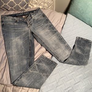 Mudd Legging acid wash dark blue stretch faux front pockets juniors 11